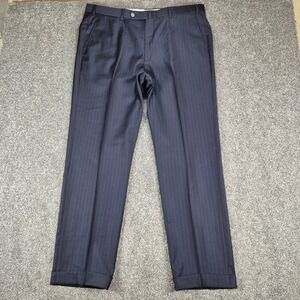 Isaia Napoli Dress Pants Mens‎ 39x30.5 Navy Blue Pinstripe 140s Wool Cuffed